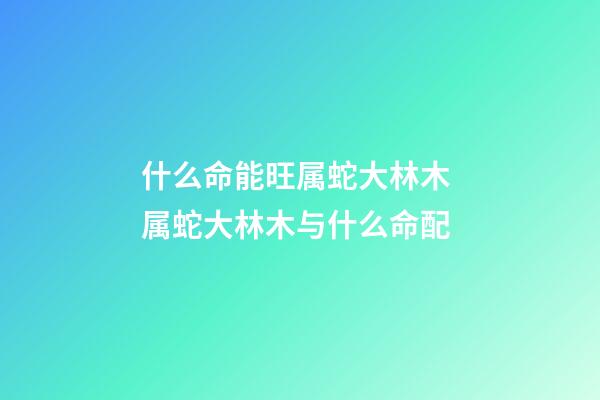 什么命能旺属蛇大林木 属蛇大林木与什么命配